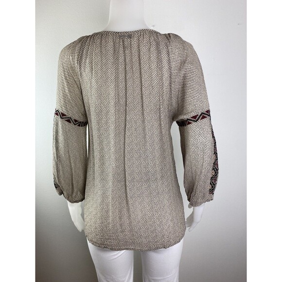 F. Joie Silk Blouse Size L Multicolor 3/4 Sleeve Round Neck - Picture 4 of 9